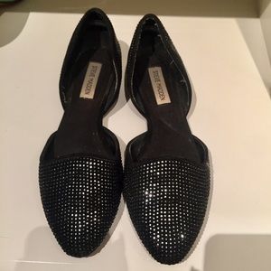 Steve Madden Black D’Orsay Jeweled Flats